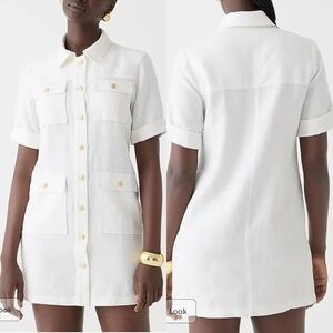 NWT J Crew Collared White Linen Dress | Size 4